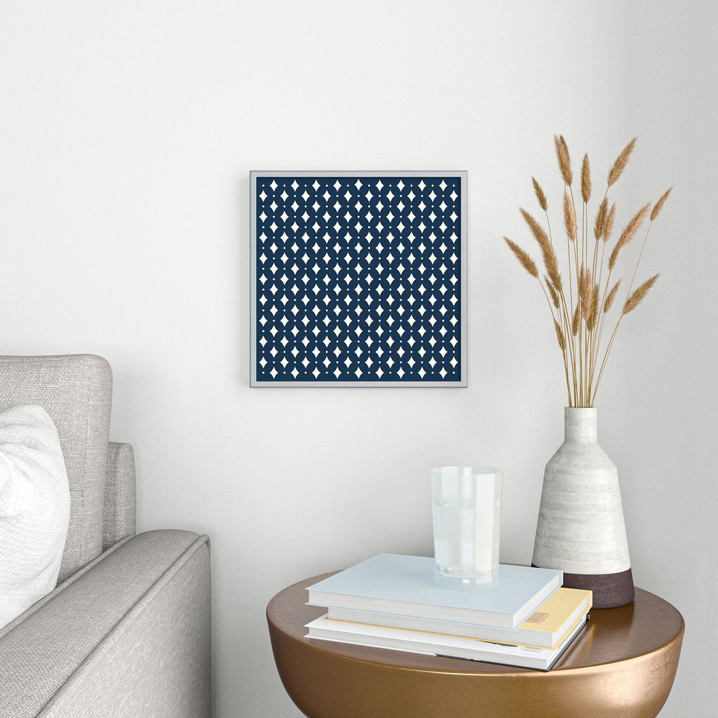 Colour Poems Vintage Jewels Navy Blue Square Metal Framed Art Print