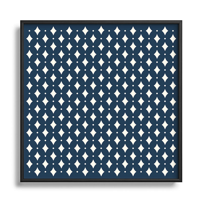 Colour Poems Vintage Jewels Navy Blue Square Metal Framed Art Print