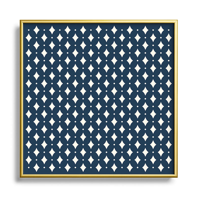 Colour Poems Vintage Jewels Navy Blue Square Metal Framed Art Print