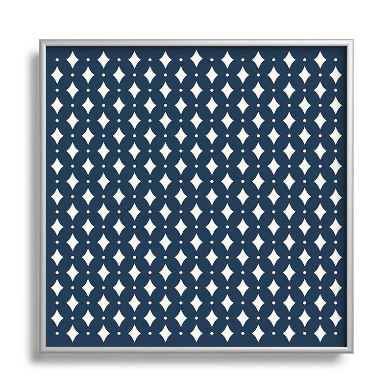 Colour Poems Vintage Jewels Navy Blue Square Metal Framed Art Print