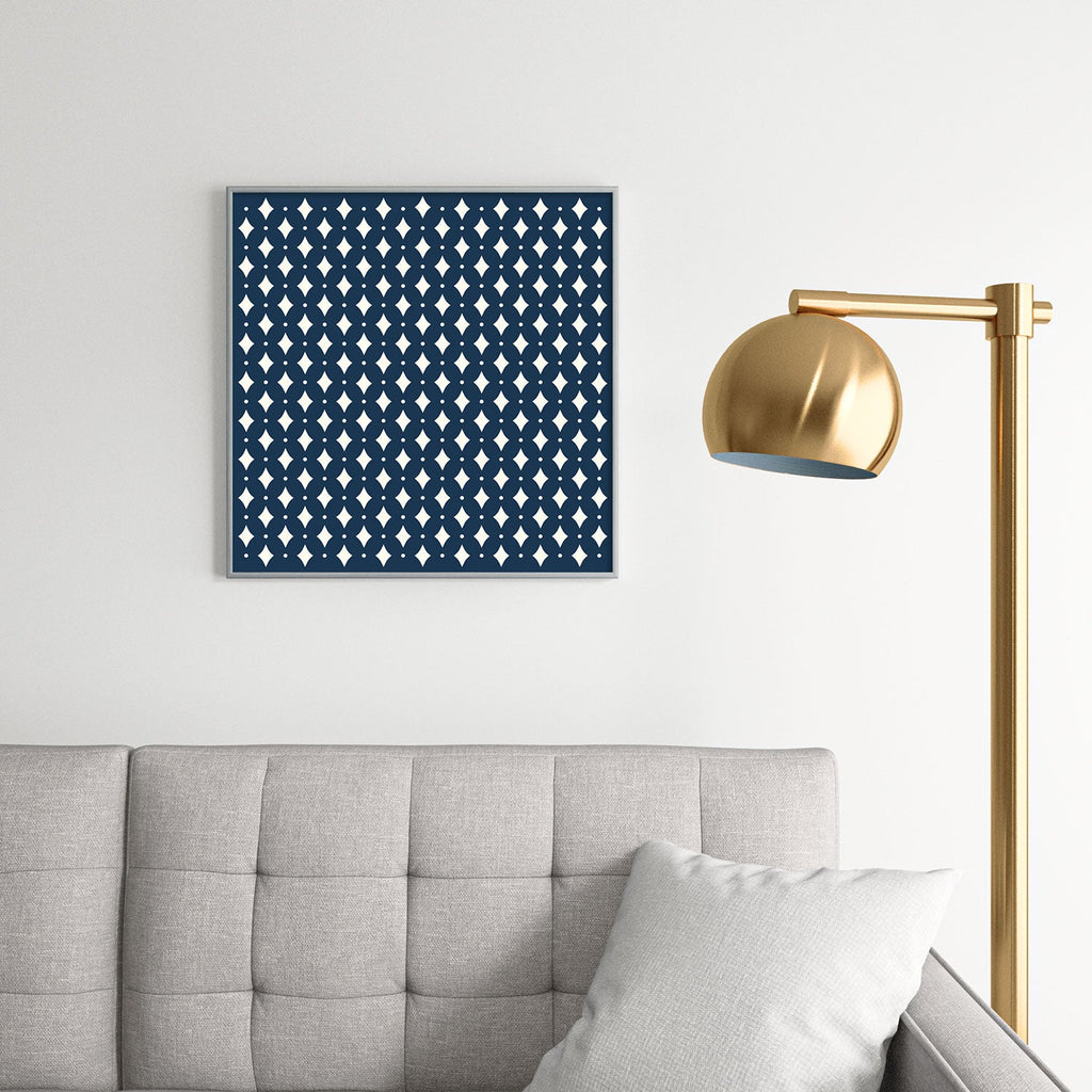 Colour Poems Vintage Jewels Navy Blue Square Metal Framed Art Print