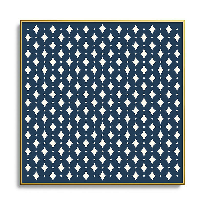 Colour Poems Vintage Jewels Navy Blue Square Metal Framed Art Print