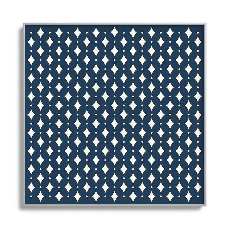 Colour Poems Vintage Jewels Navy Blue Square Metal Framed Art Print