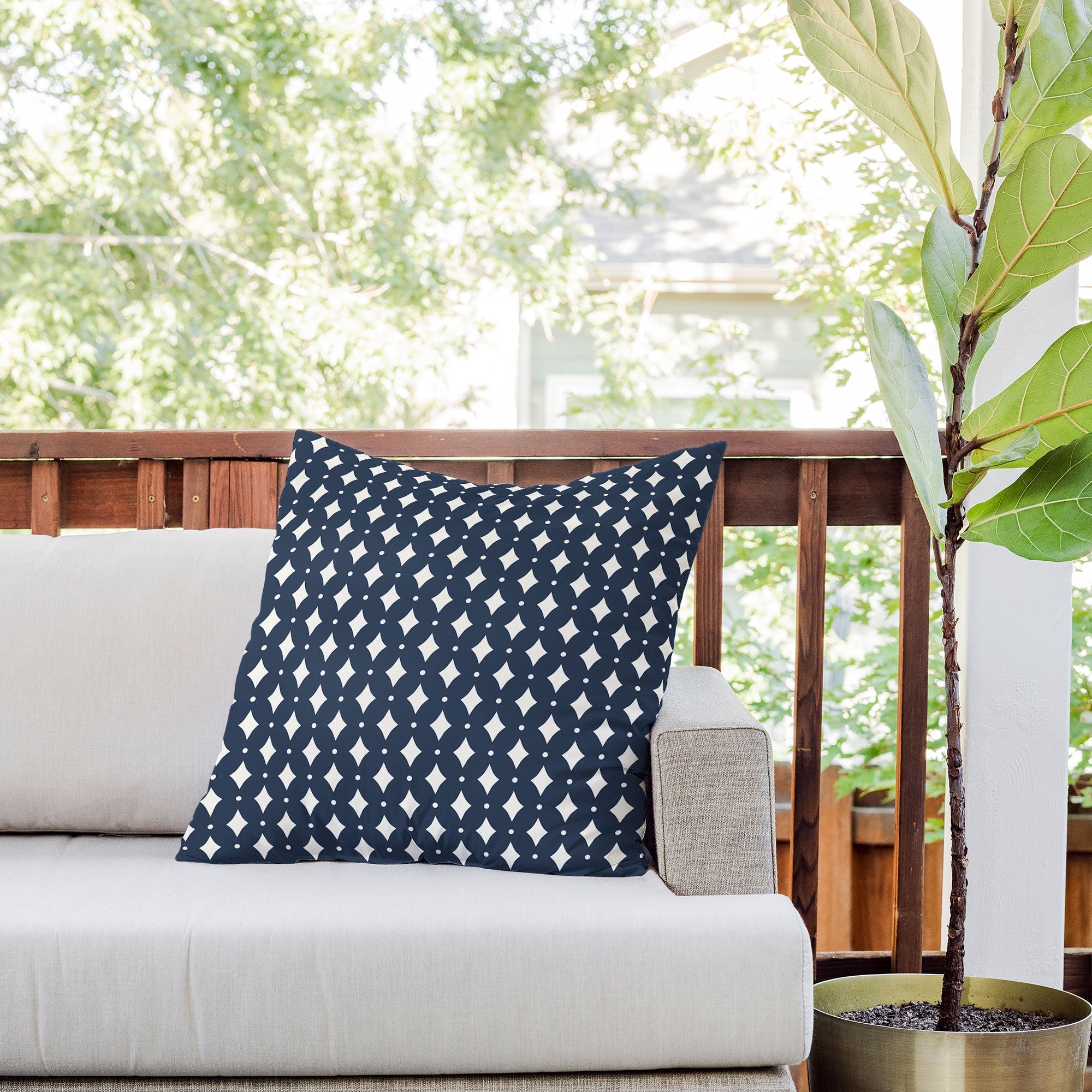 Colour Poems Vintage Jewels Navy Blue Outdoor Throw Pillow