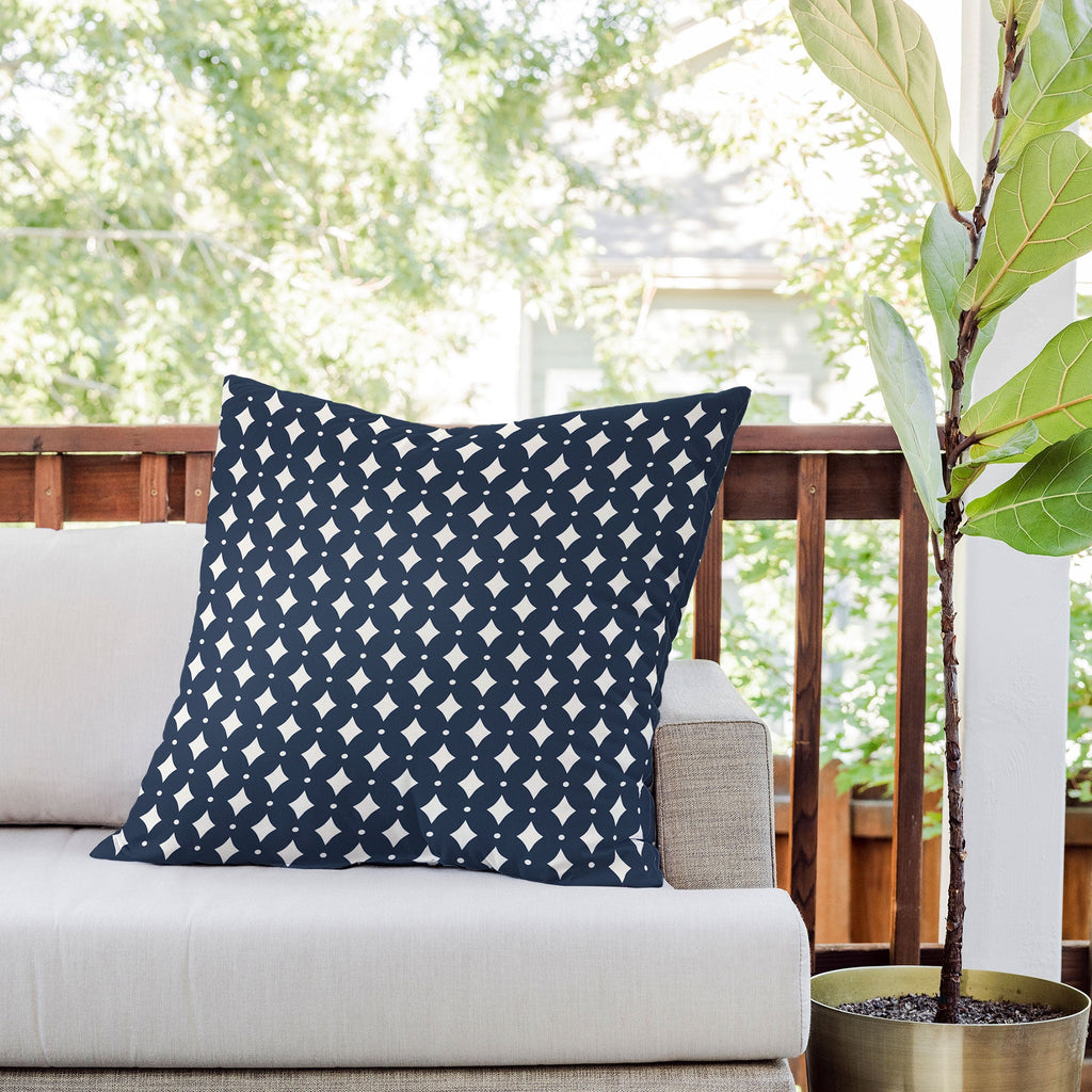 Colour Poems Vintage Jewels Navy Blue Outdoor Throw Pillow