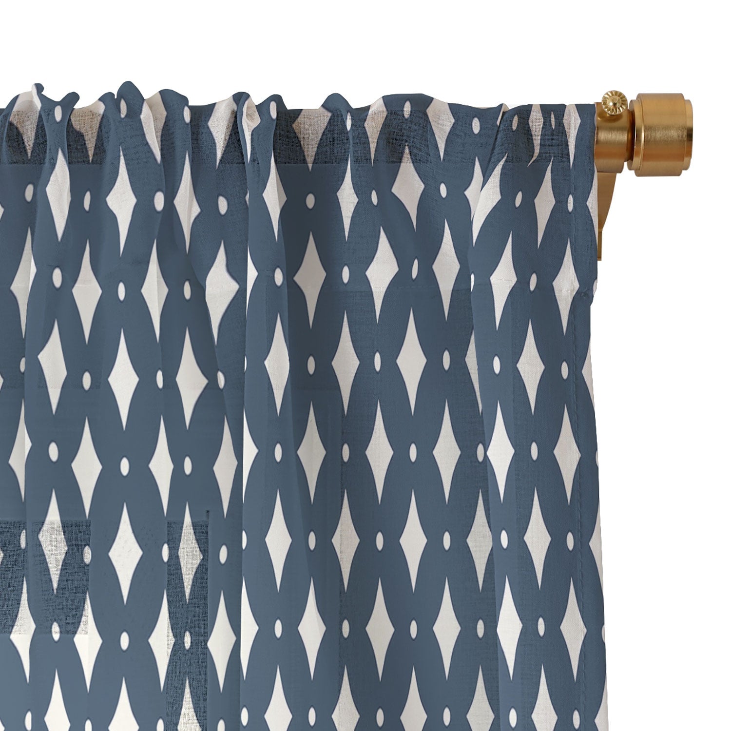 Colour Poems Vintage Jewels Navy Blue Sheer Window Curtain