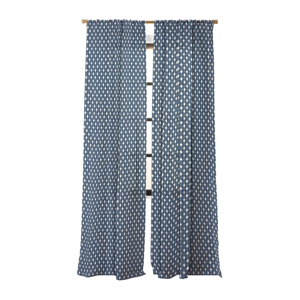 Colour Poems Vintage Jewels Navy Blue Sheer Window Curtain
