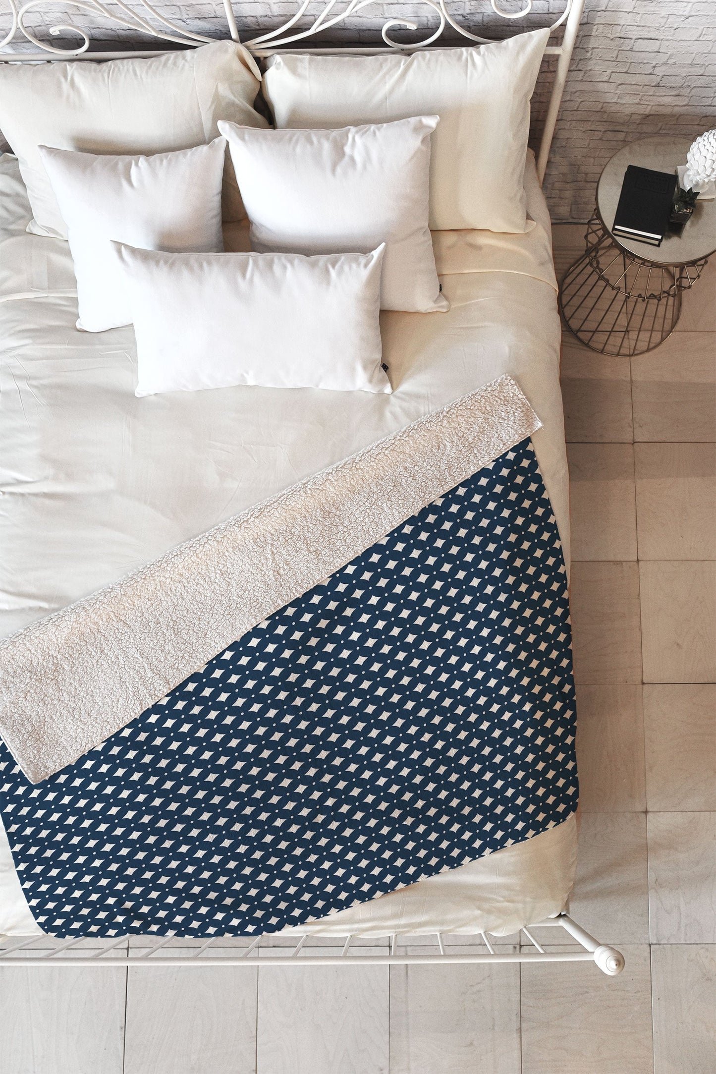 Colour Poems Vintage Jewels Navy Blue Fleece Throw Blanket