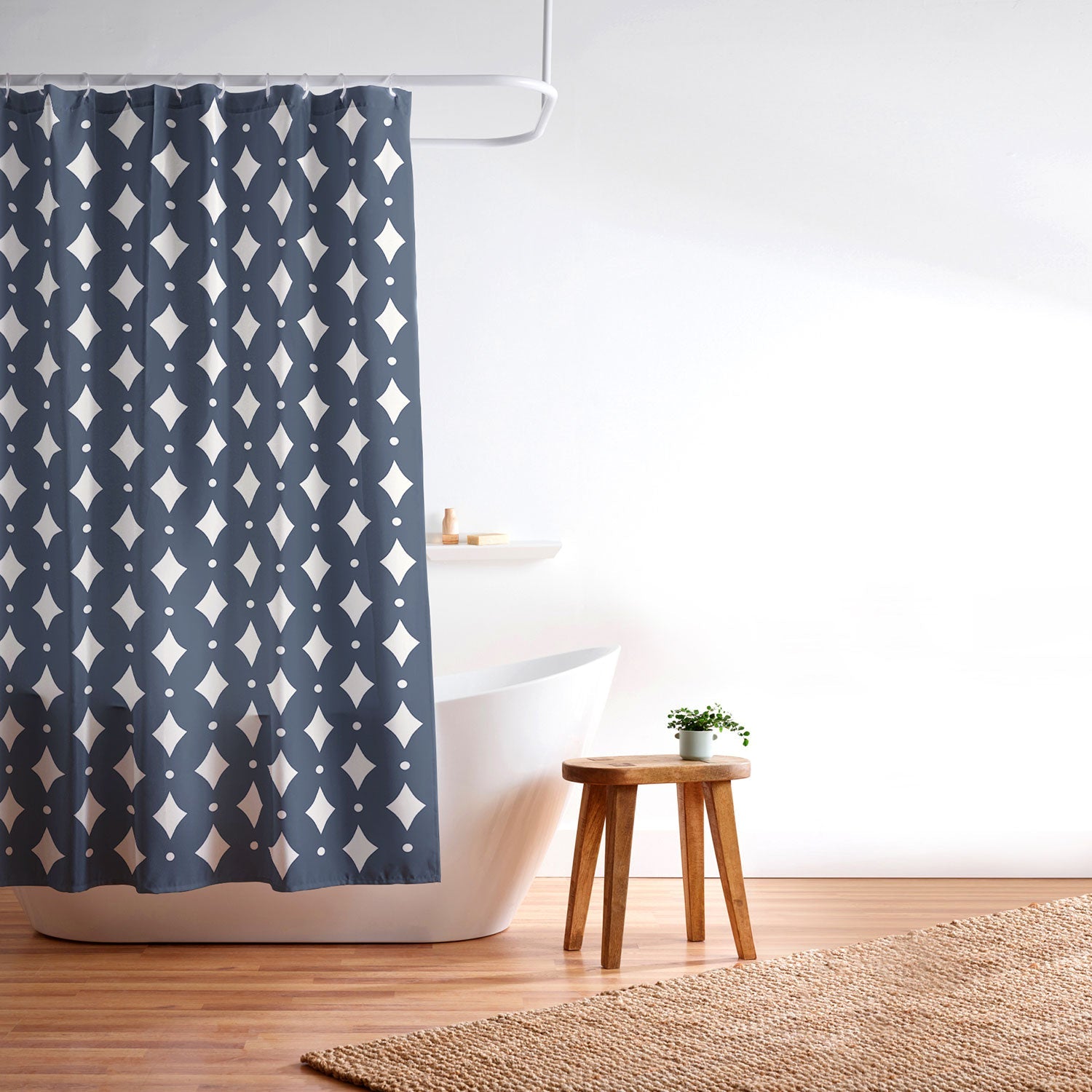 Colour Poems Vintage Jewels Navy Blue Shower Curtain