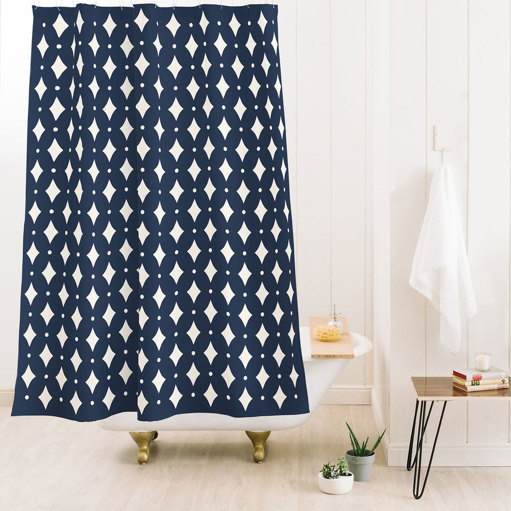 Colour Poems Vintage Jewels Navy Blue Shower Curtain