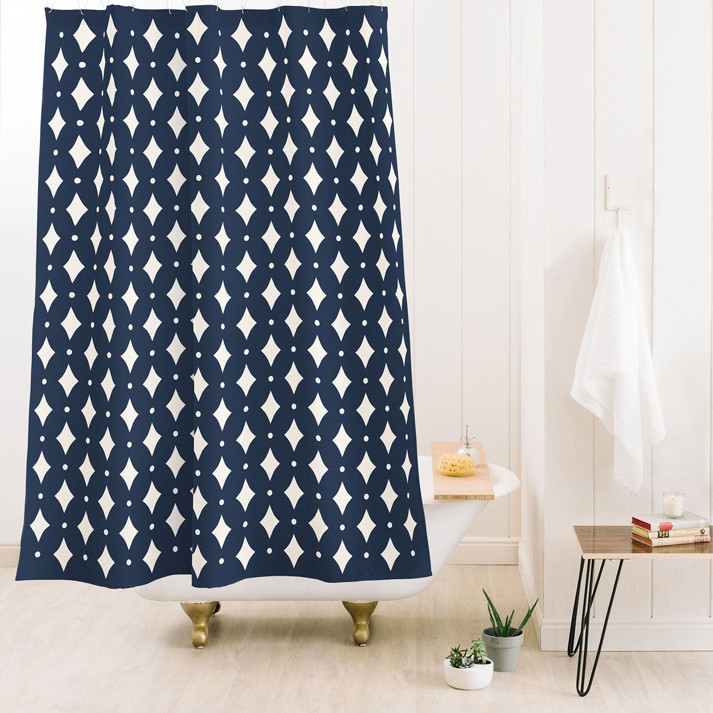Colour Poems Vintage Jewels Navy Blue Shower Curtain