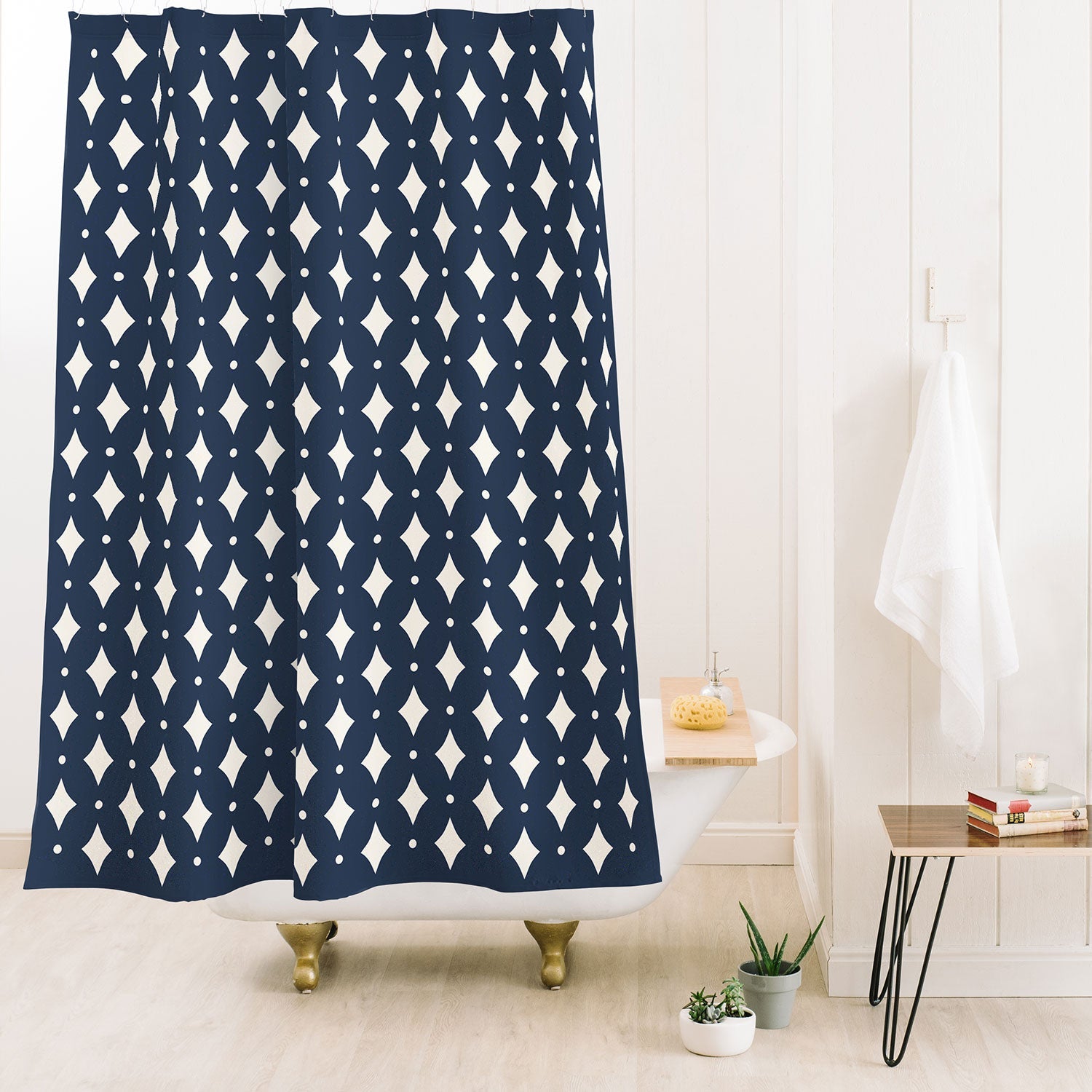 Colour Poems Vintage Jewels Navy Blue Shower Curtain