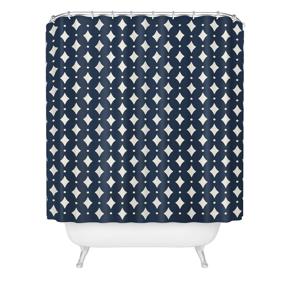 Colour Poems Vintage Jewels Navy Blue Shower Curtain