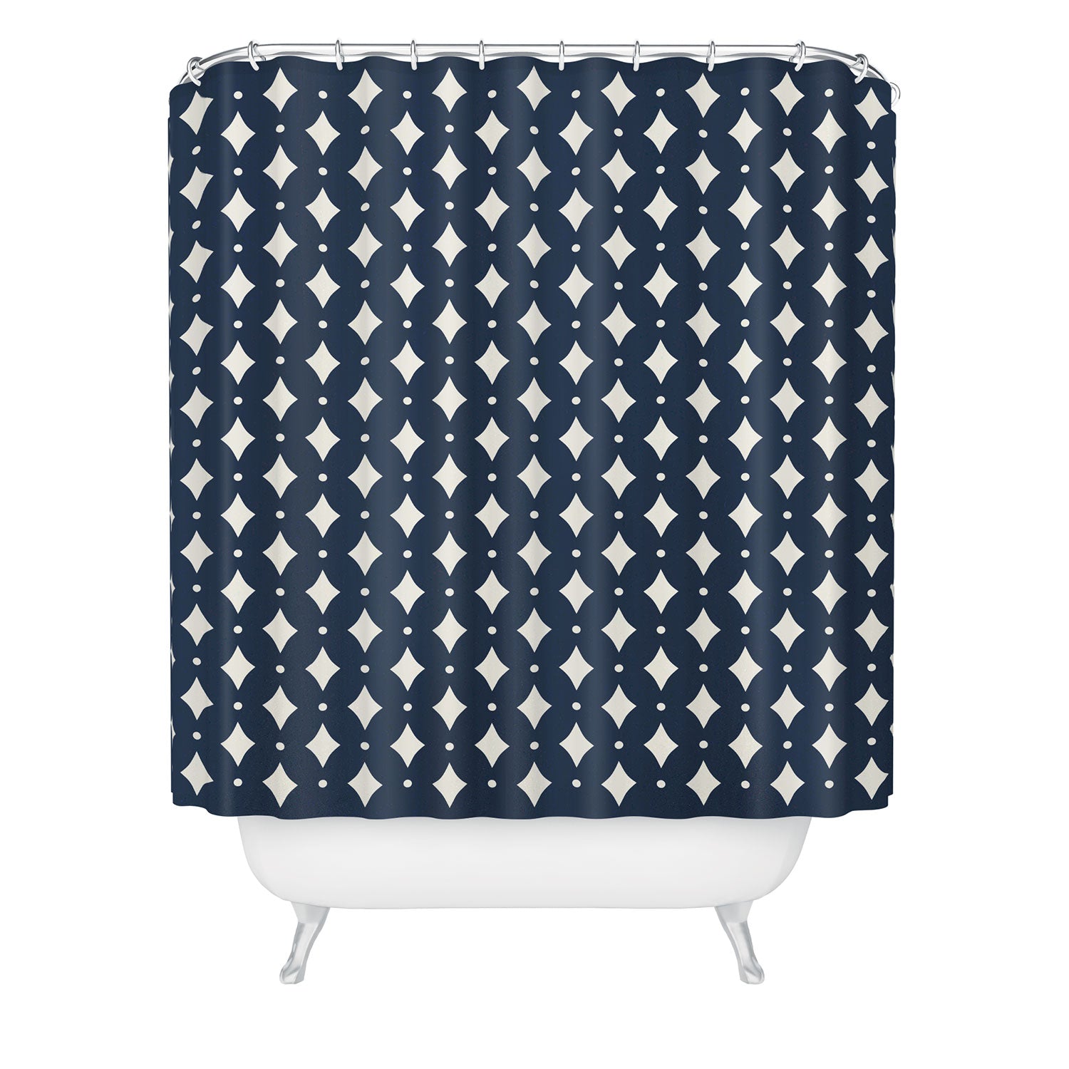 Colour Poems Vintage Jewels Navy Blue Shower Curtain