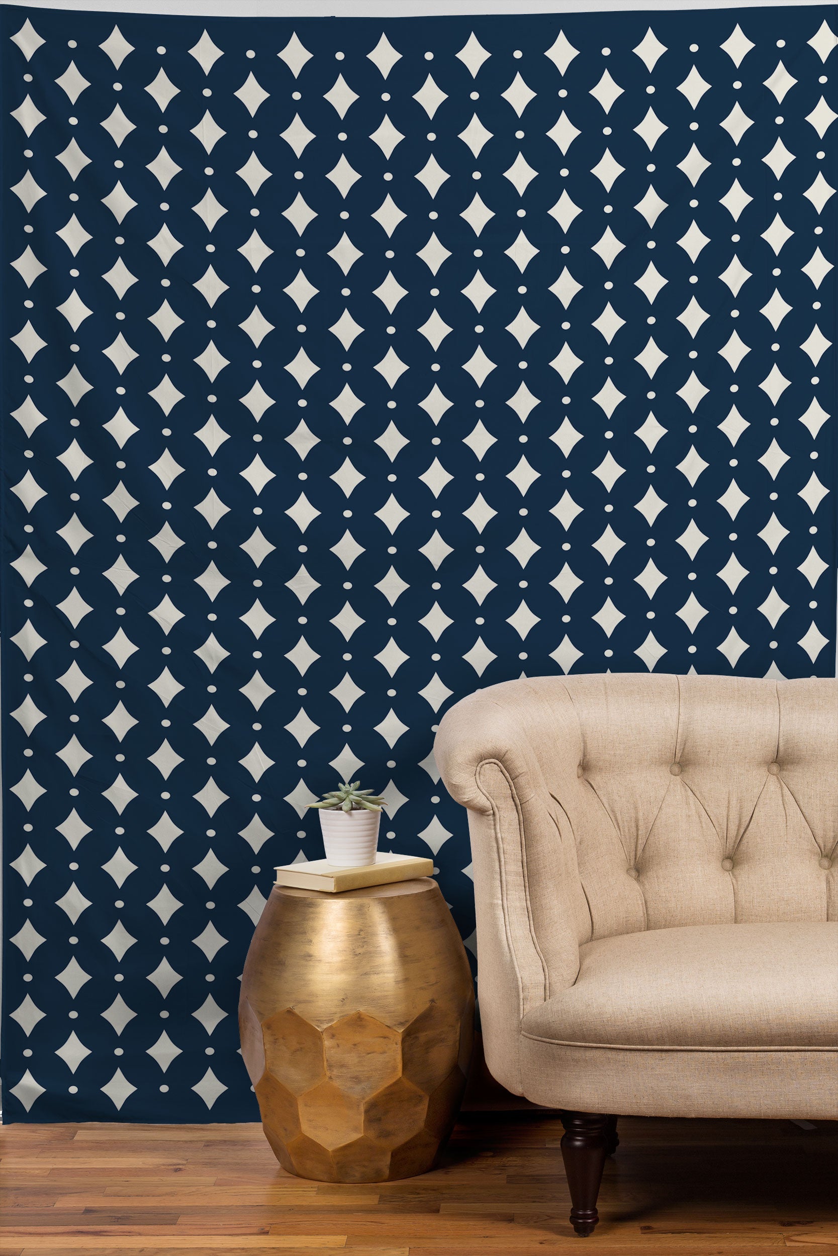 Colour Poems Vintage Jewels Navy Blue Tapestry