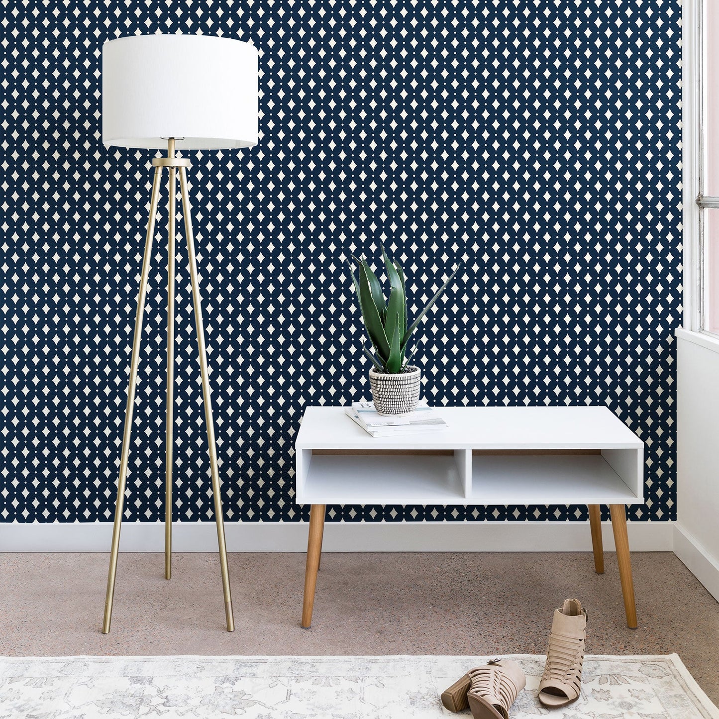 Colour Poems Vintage Jewels Navy Blue Wallpaper