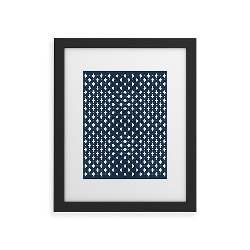 Colour Poems Vintage Jewels Navy Blue Framed Art Print