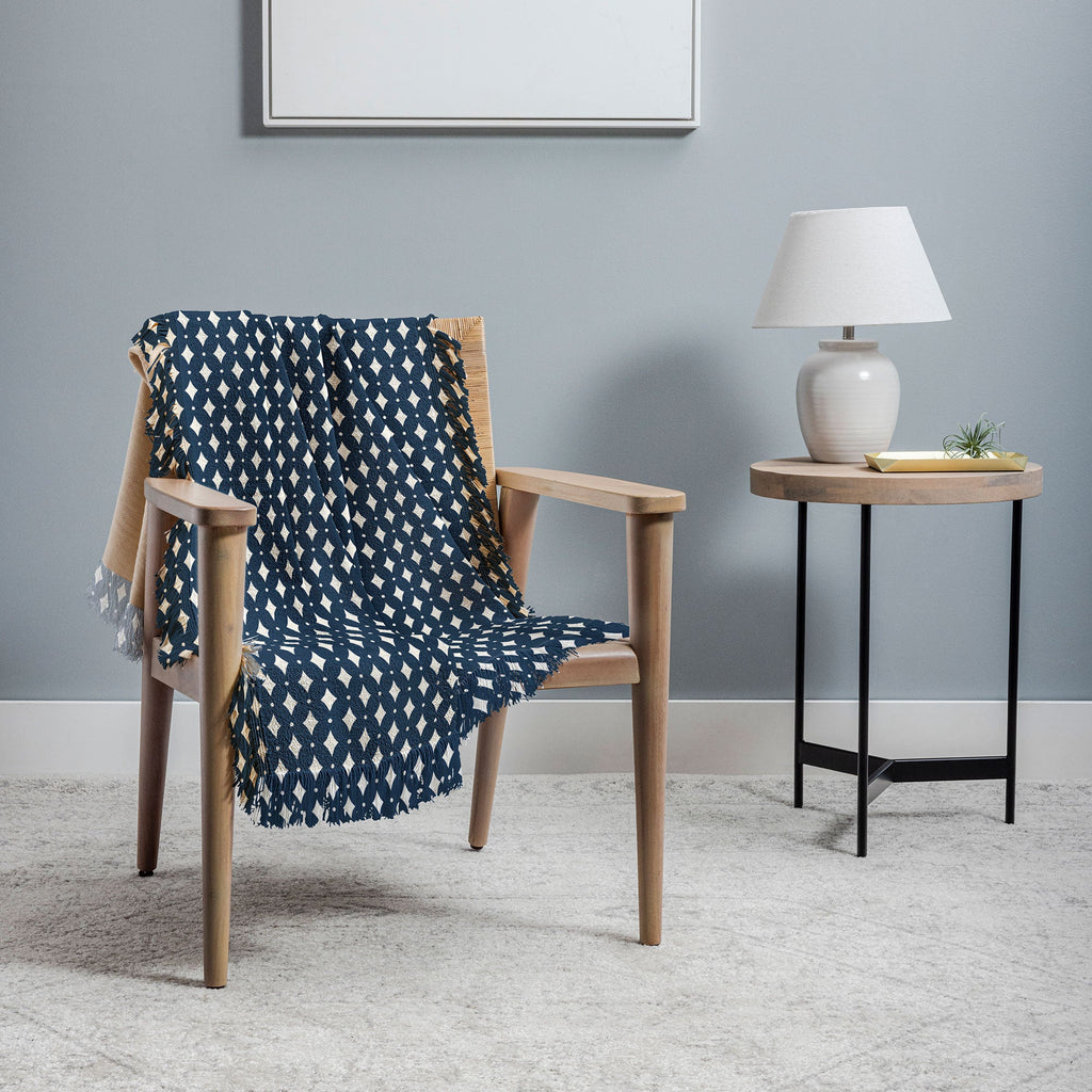 Colour Poems Vintage Jewels Navy Blue Throw Blanket