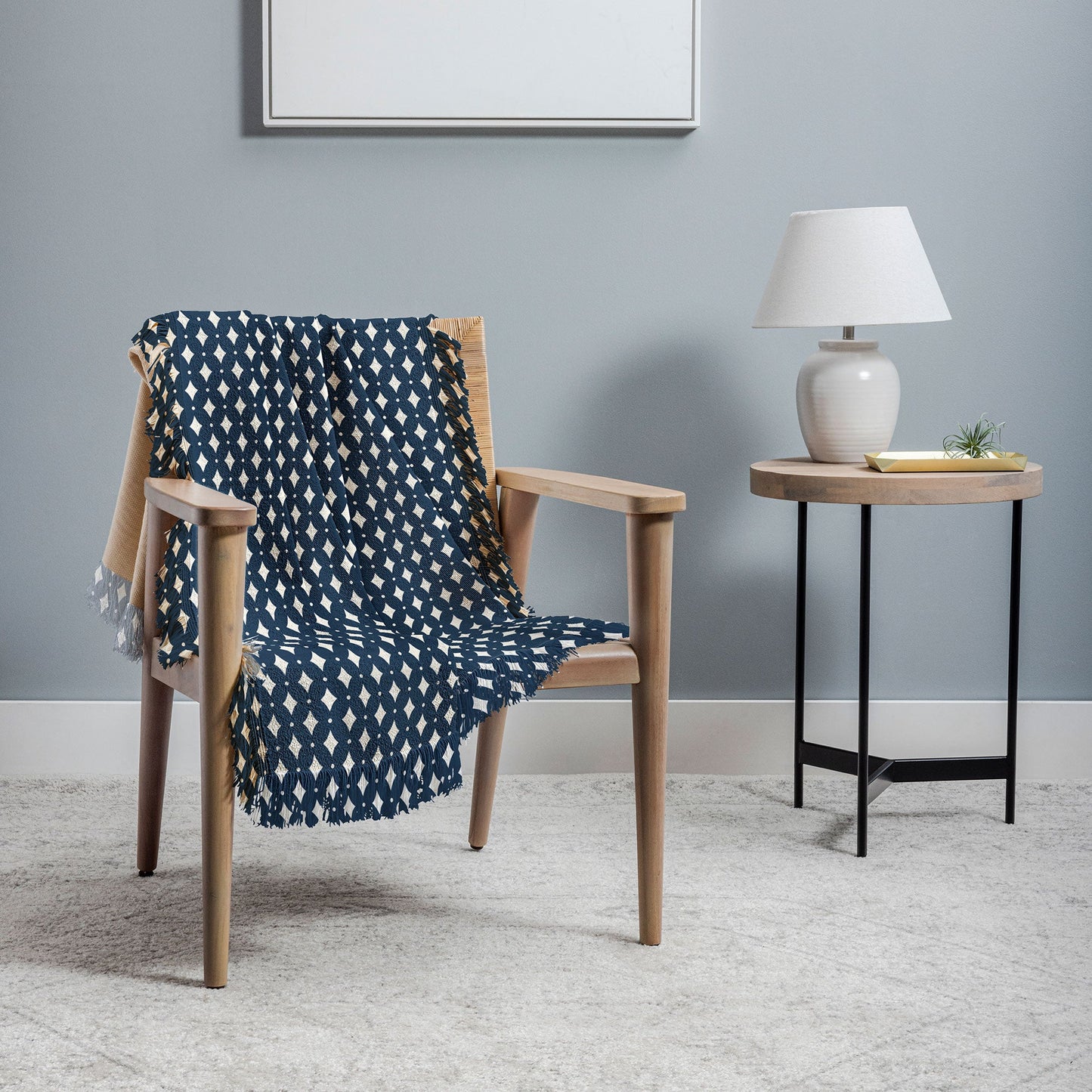 Colour Poems Vintage Jewels Navy Blue Throw Blanket