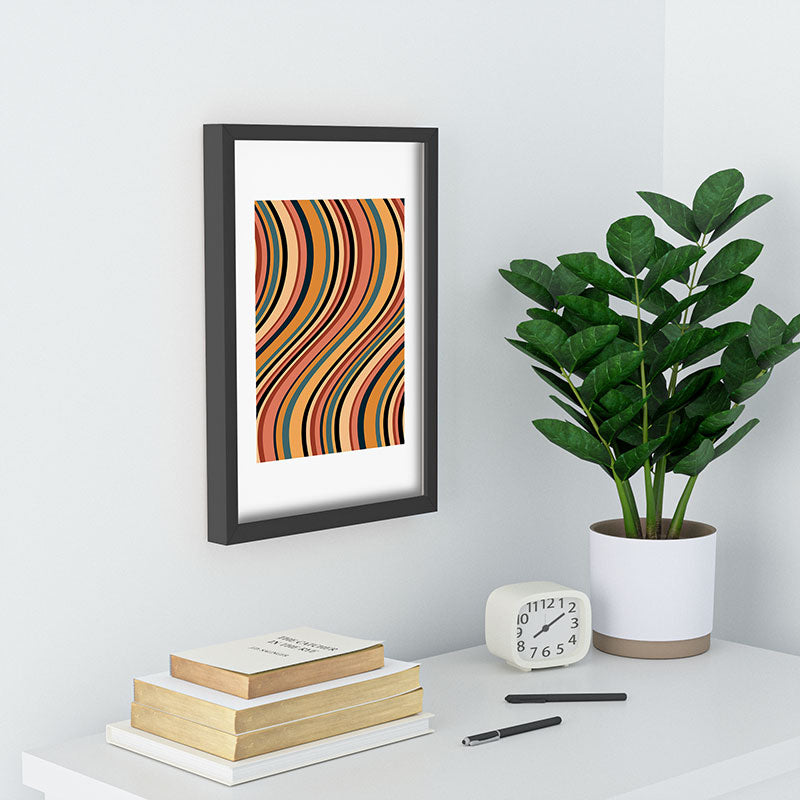 Colour Poems Wavy Retro Stripes I Recessed Framing Rectangle