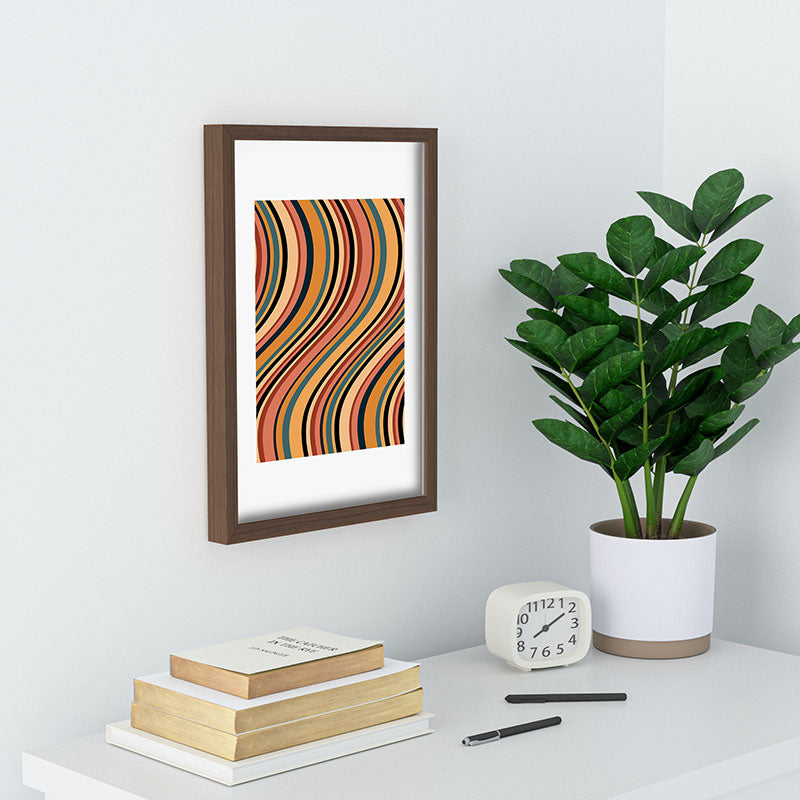 Colour Poems Wavy Retro Stripes I Recessed Framing Rectangle