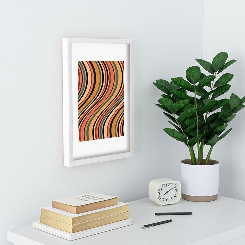 Colour Poems Wavy Retro Stripes I Recessed Framing Rectangle