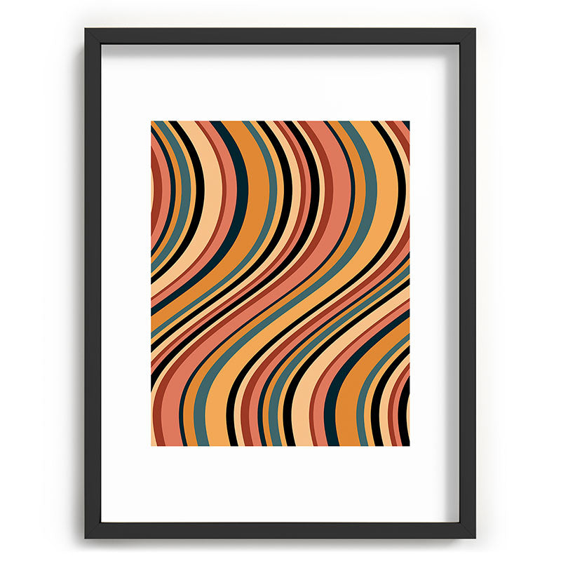 Colour Poems Wavy Retro Stripes I Recessed Framing Rectangle