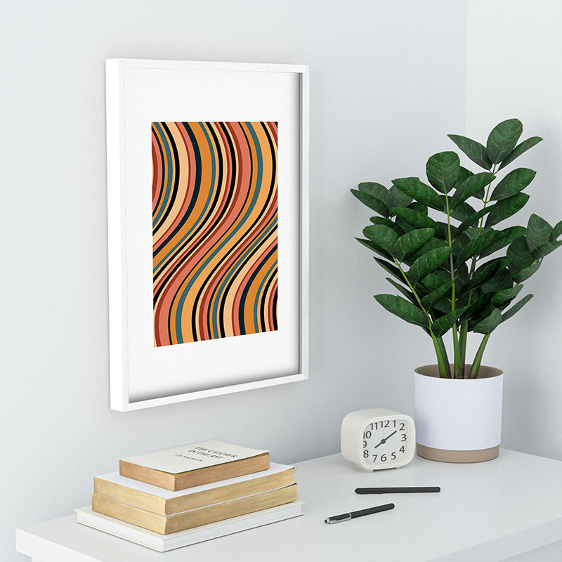 Colour Poems Wavy Retro Stripes I Recessed Framing Rectangle