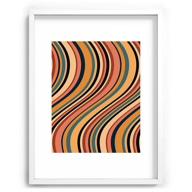 Colour Poems Wavy Retro Stripes I Recessed Framing Rectangle