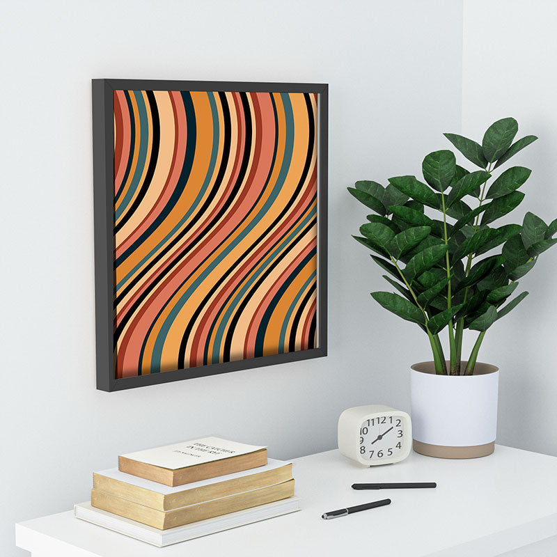 Colour Poems Wavy Retro Stripes I Recessed Framing Square