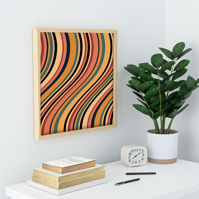 Colour Poems Wavy Retro Stripes I Recessed Framing Square