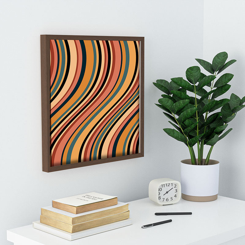 Colour Poems Wavy Retro Stripes I Recessed Framing Square