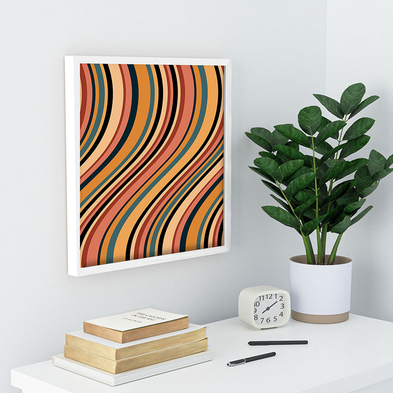 Colour Poems Wavy Retro Stripes I Recessed Framing Square