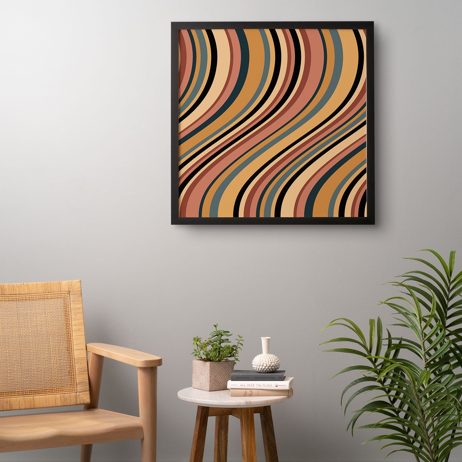 Colour Poems Wavy Retro Stripes I Framed Wall Art