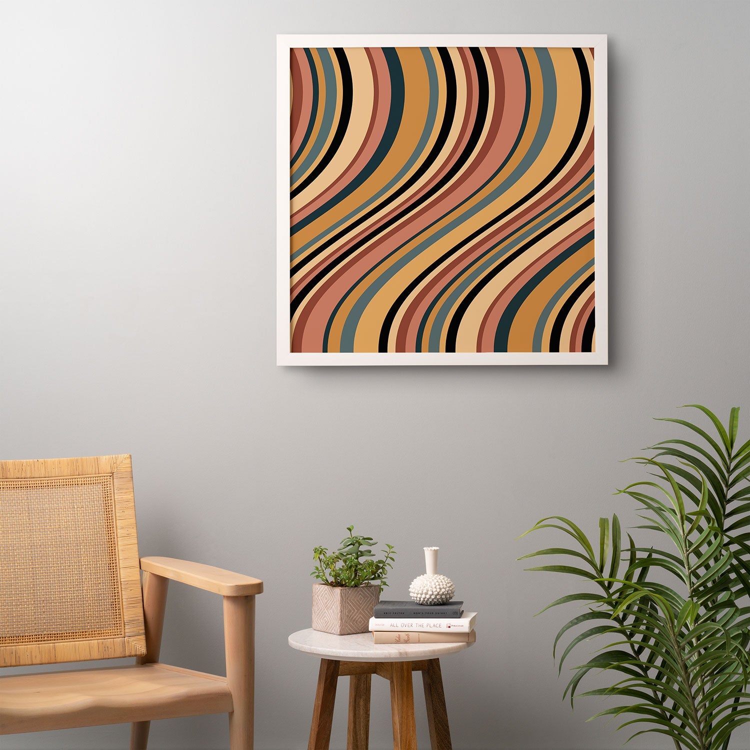 Colour Poems Wavy Retro Stripes I Framed Wall Art