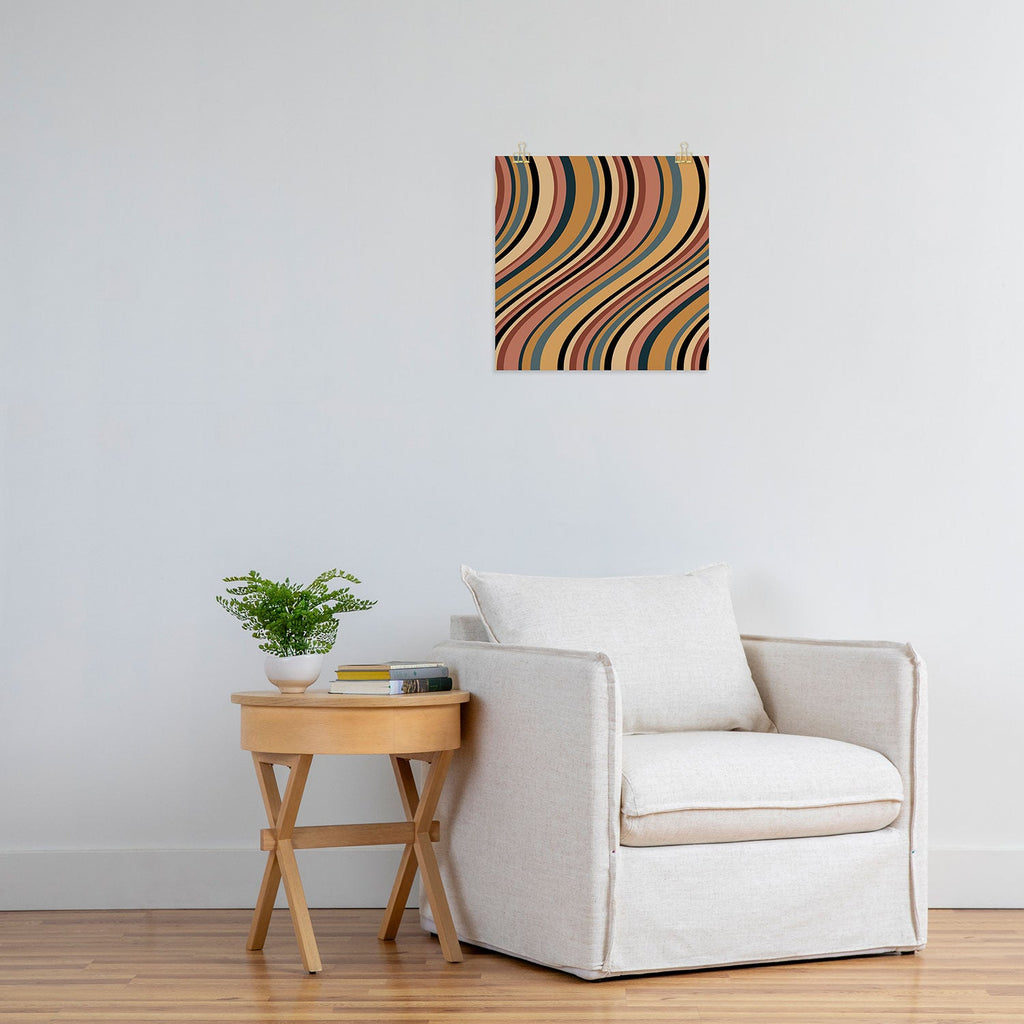 Colour Poems Wavy Retro Stripes I Art Print