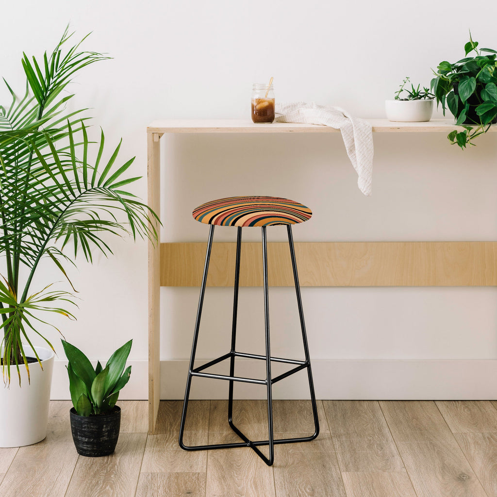 Colour Poems Wavy Retro Stripes I Bar Stool