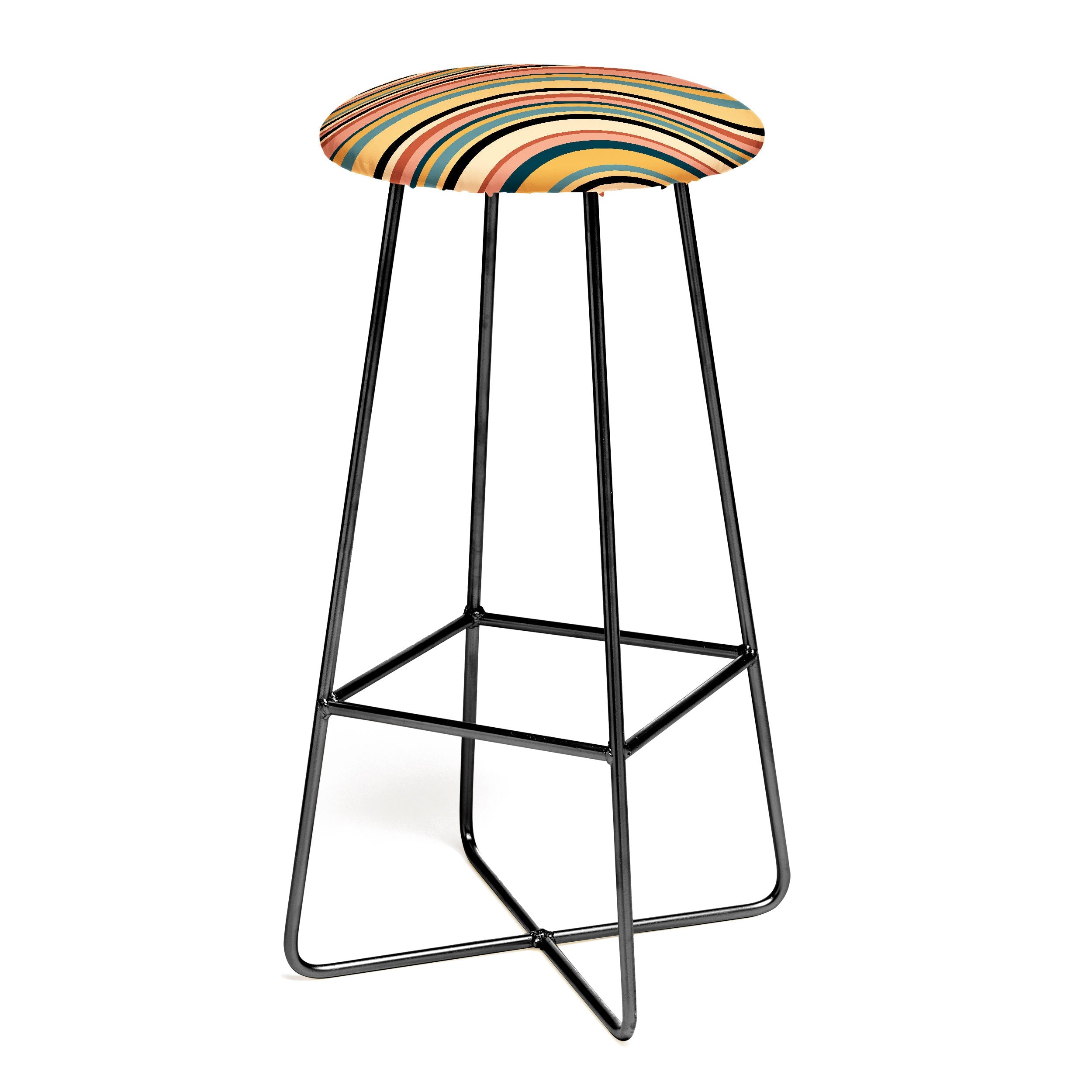 Colour Poems Wavy Retro Stripes I Bar Stool