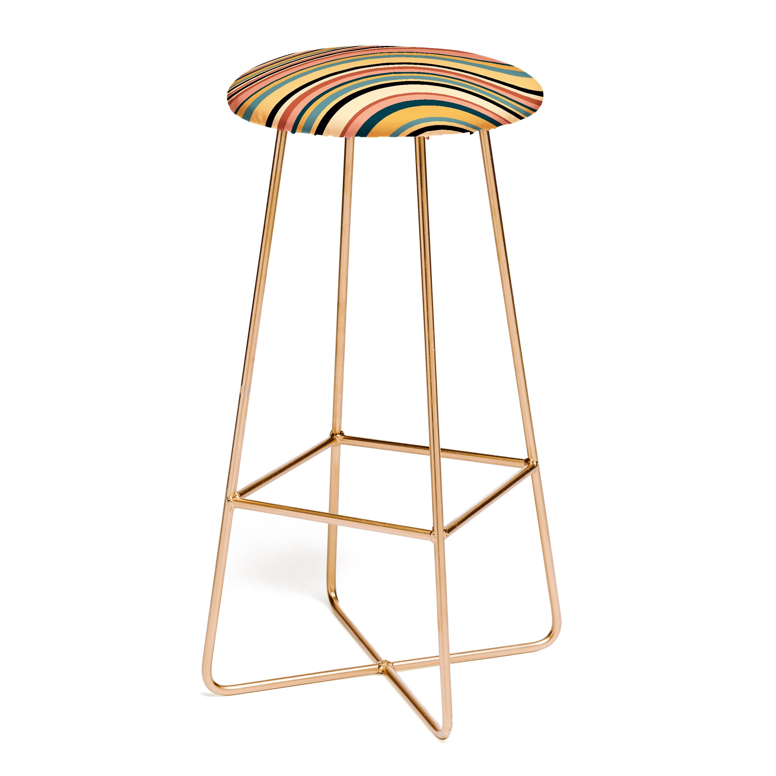 Colour Poems Wavy Retro Stripes I Bar Stool
