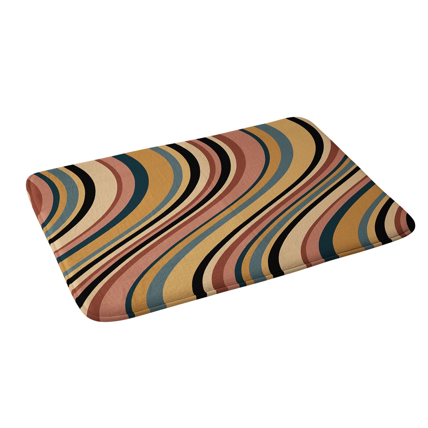 Colour Poems Wavy Retro Stripes I Memory Foam Bath Mat