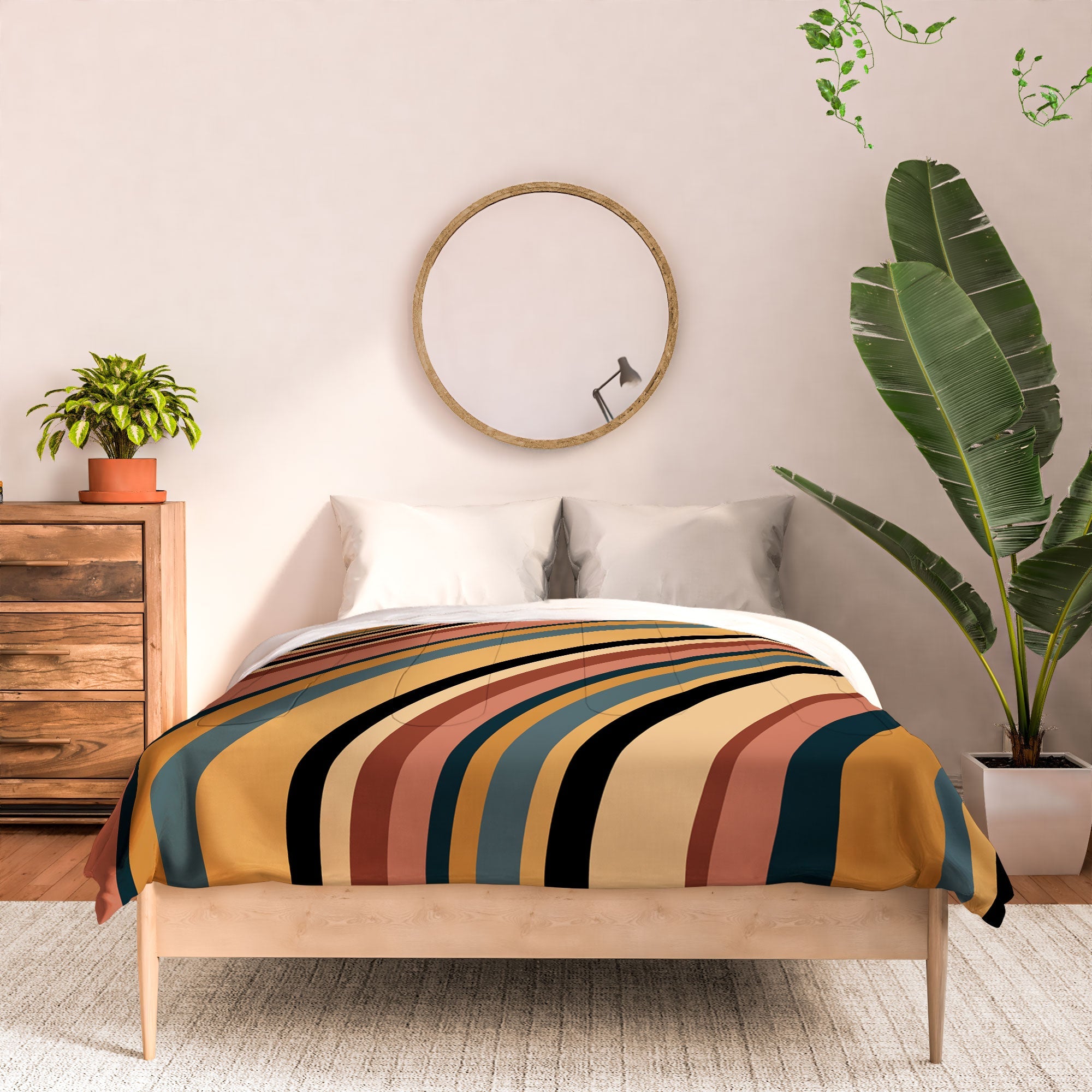 Colour Poems Wavy Retro Stripes I Comforter