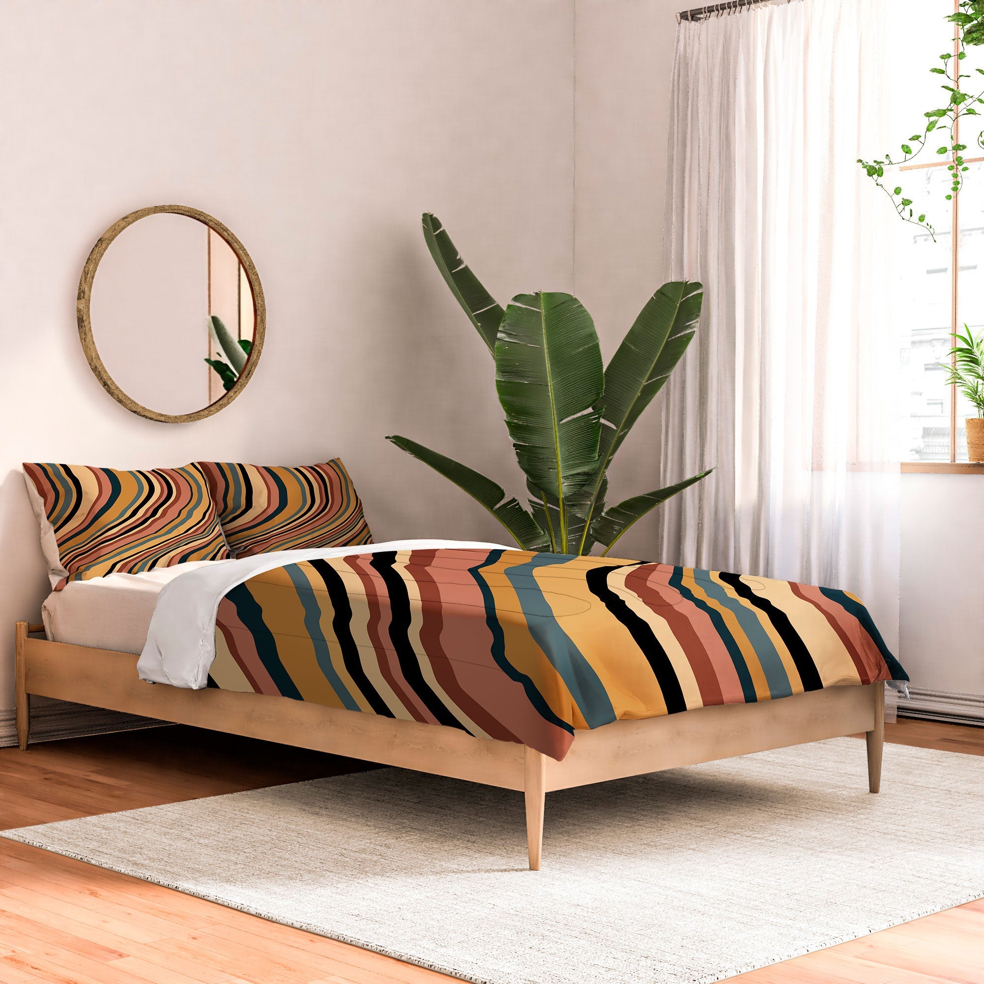 Colour Poems Wavy Retro Stripes I Comforter