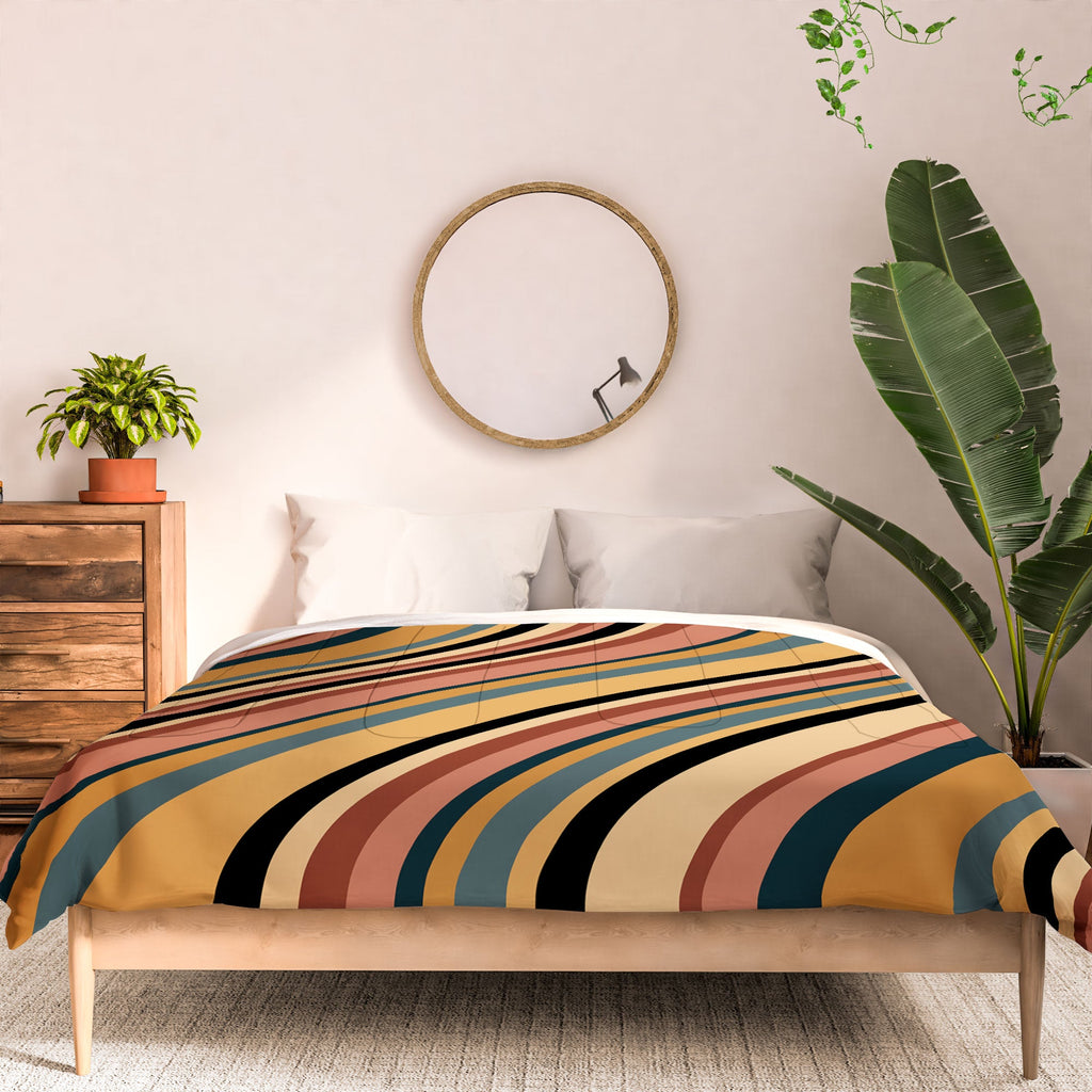 Colour Poems Wavy Retro Stripes I Comforter