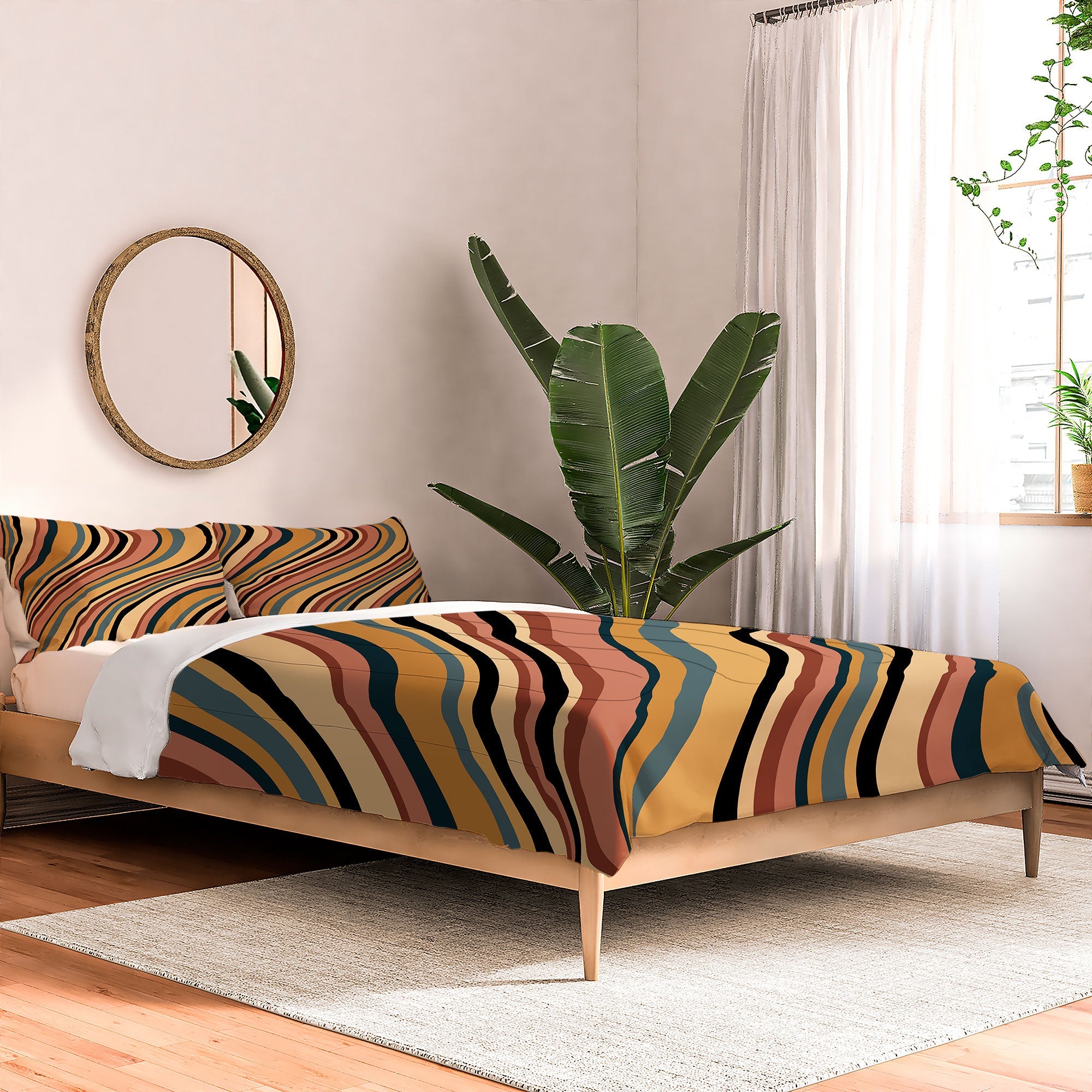 Colour Poems Wavy Retro Stripes I Comforter