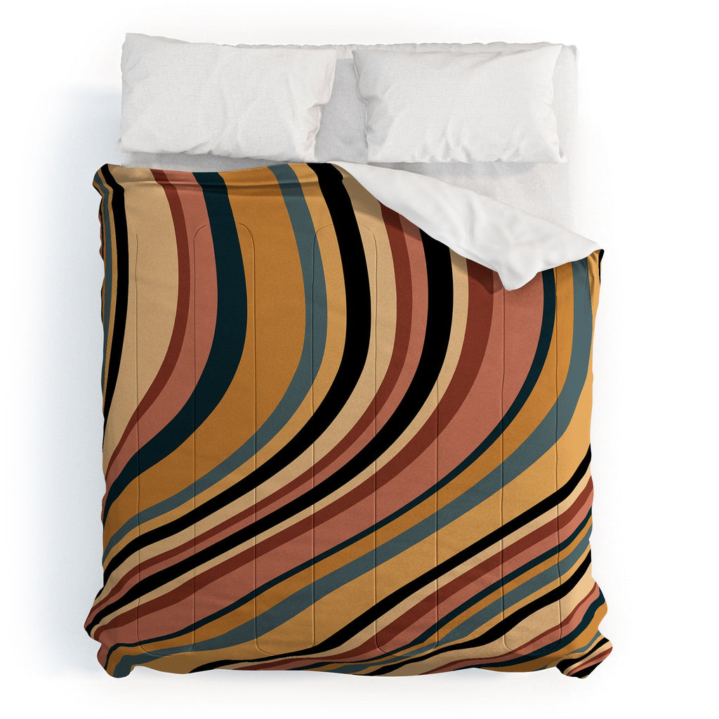 Colour Poems Wavy Retro Stripes I Comforter