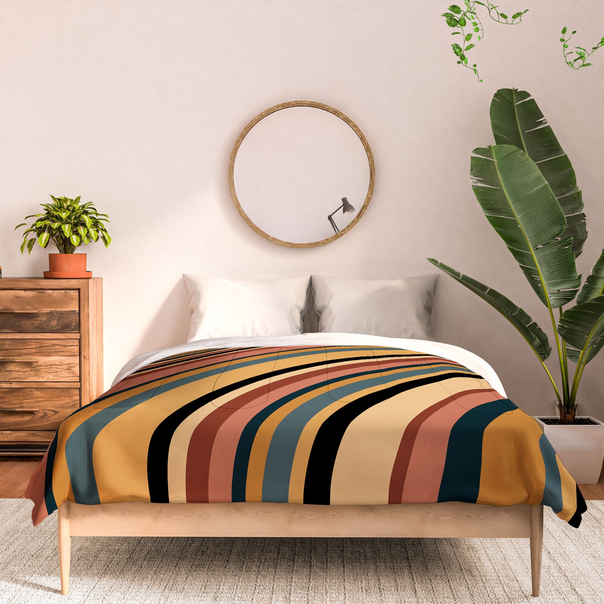 Colour Poems Wavy Retro Stripes I Comforter