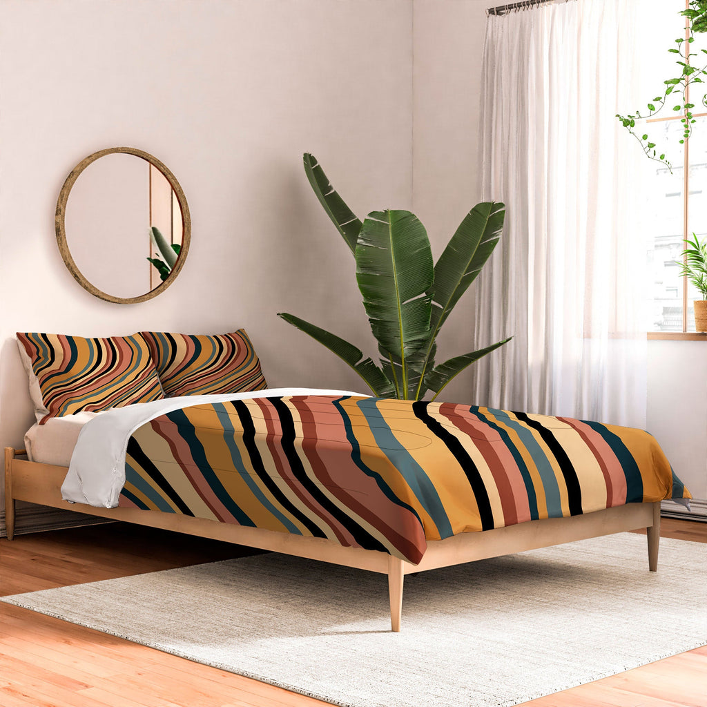 Colour Poems Wavy Retro Stripes I Comforter