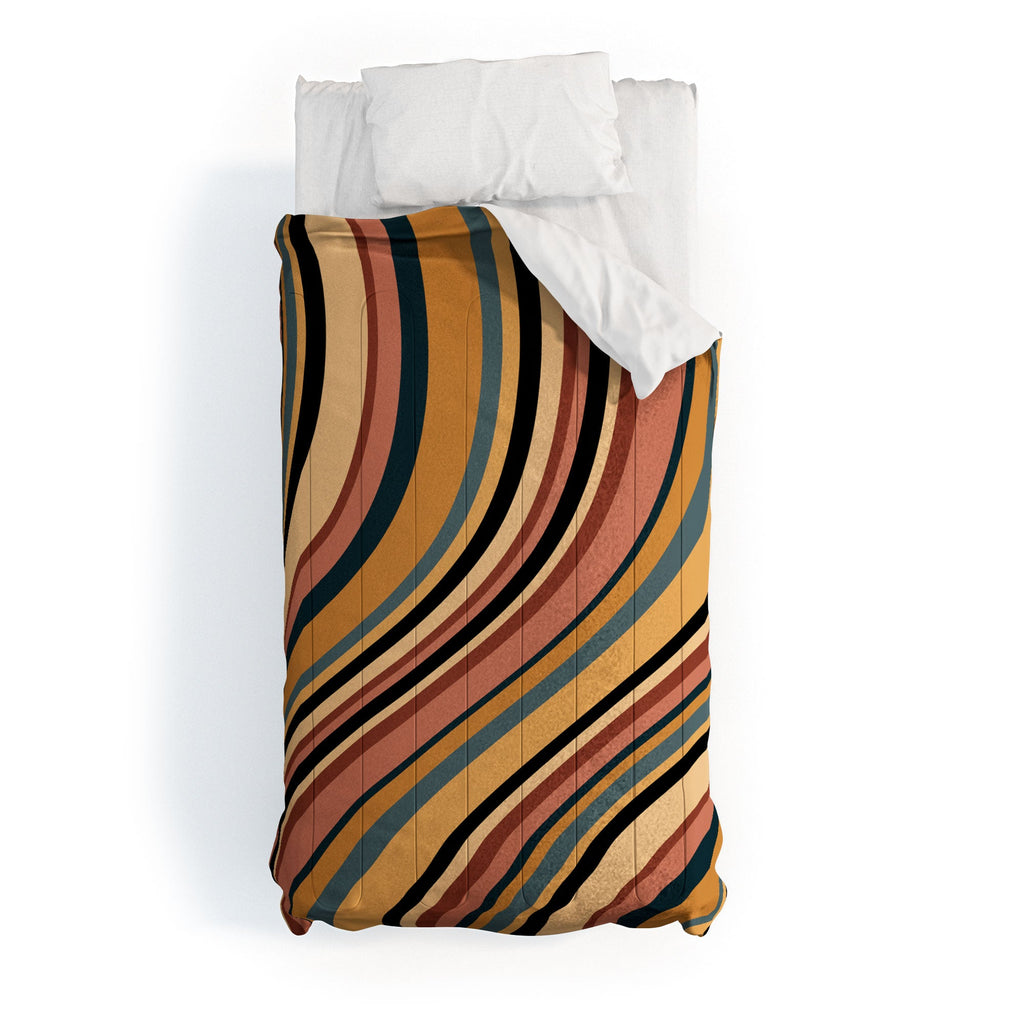 Colour Poems Wavy Retro Stripes I Comforter