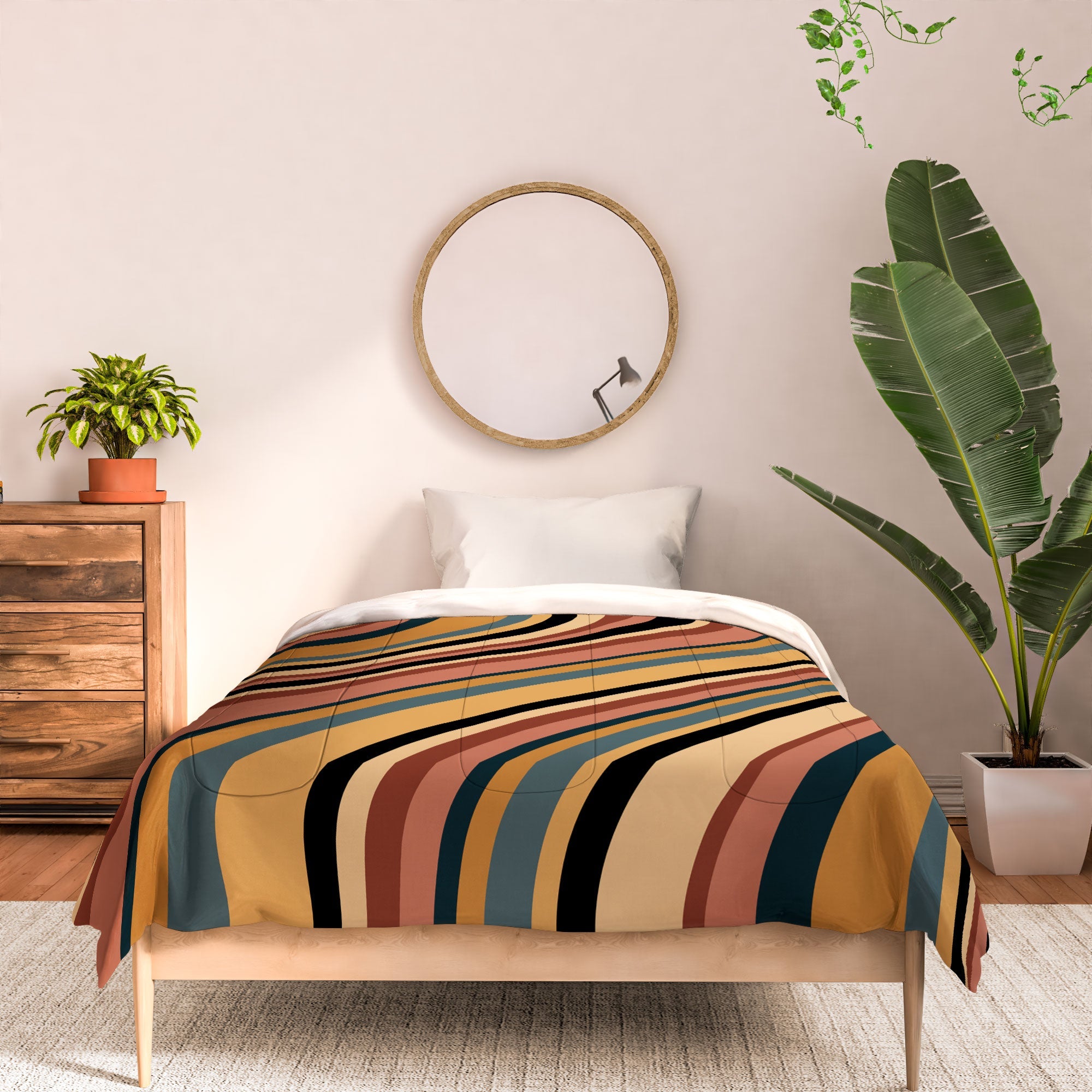 Colour Poems Wavy Retro Stripes I Comforter