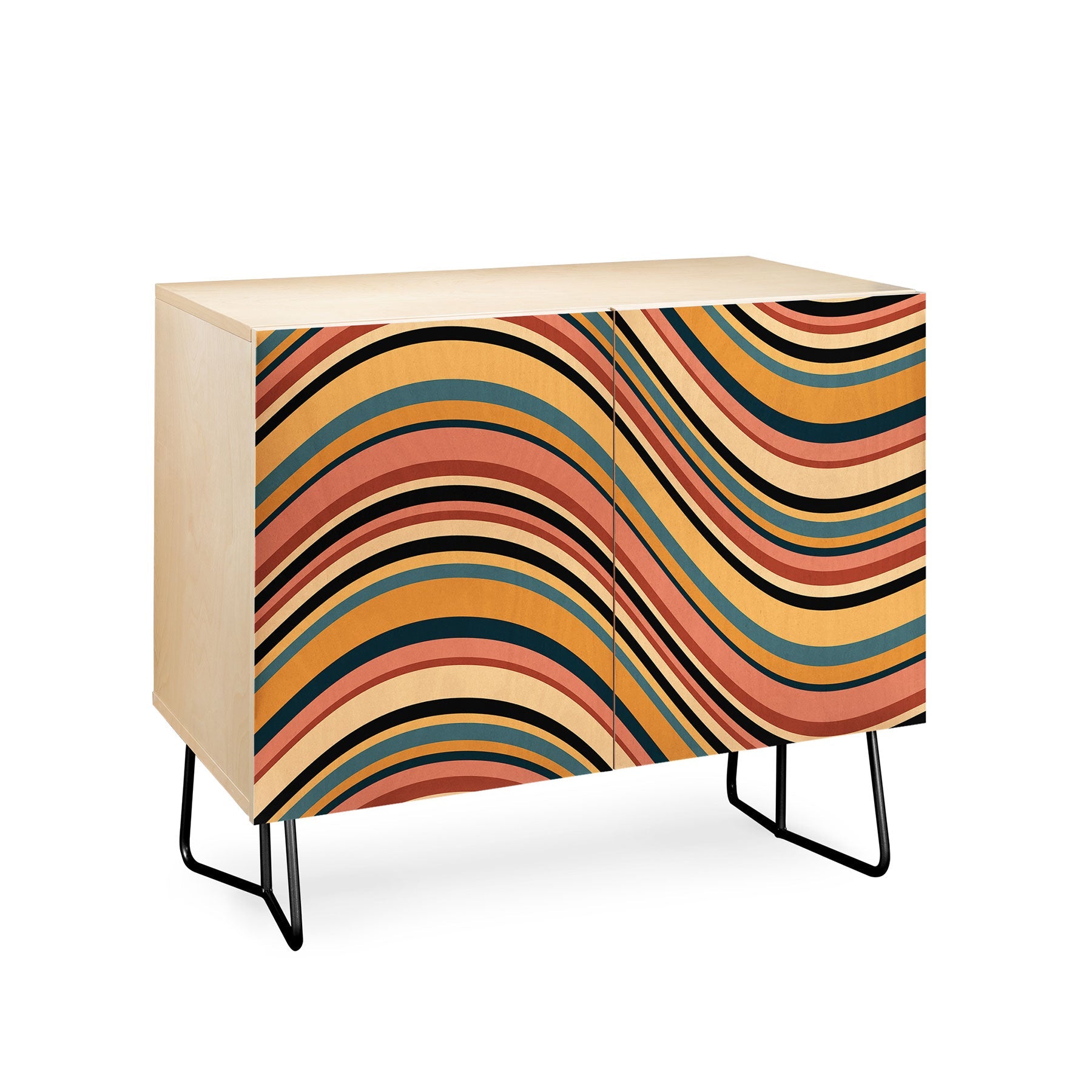 Colour Poems Wavy Retro Stripes I Credenza